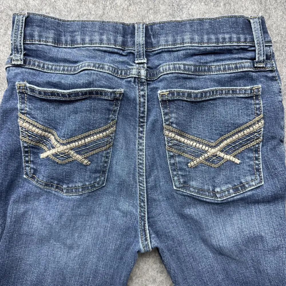 Wrangler 20X Jeans Girls 10 Blue Bootcut Adjustable Waist Embroidered Pockets